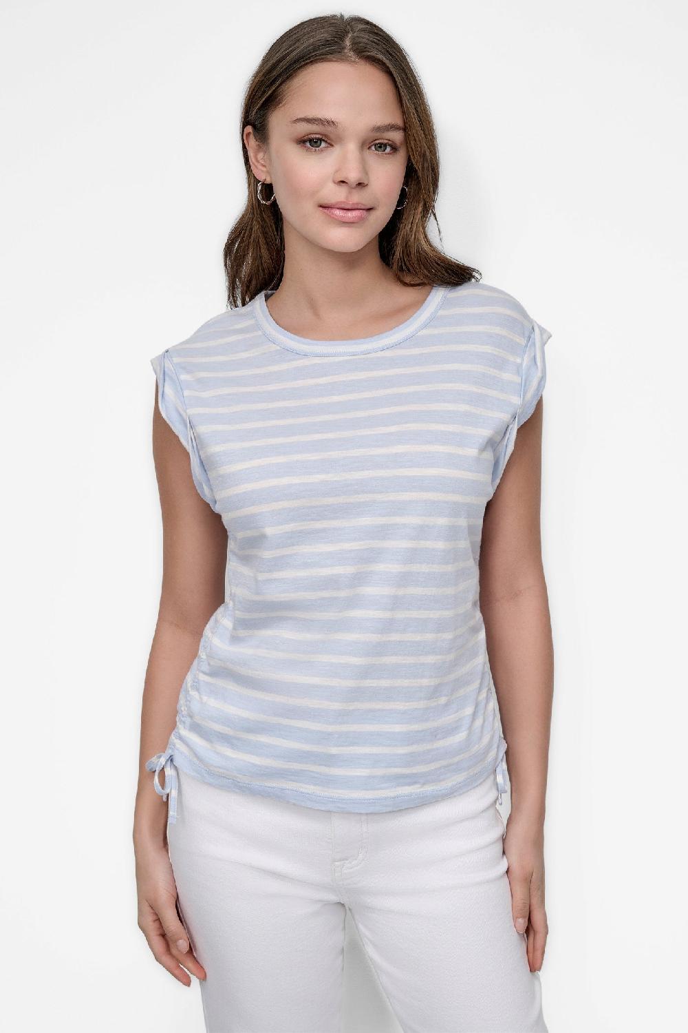 dkny RUCHED SIDE-TIE TEE Frost Blue / Ivory