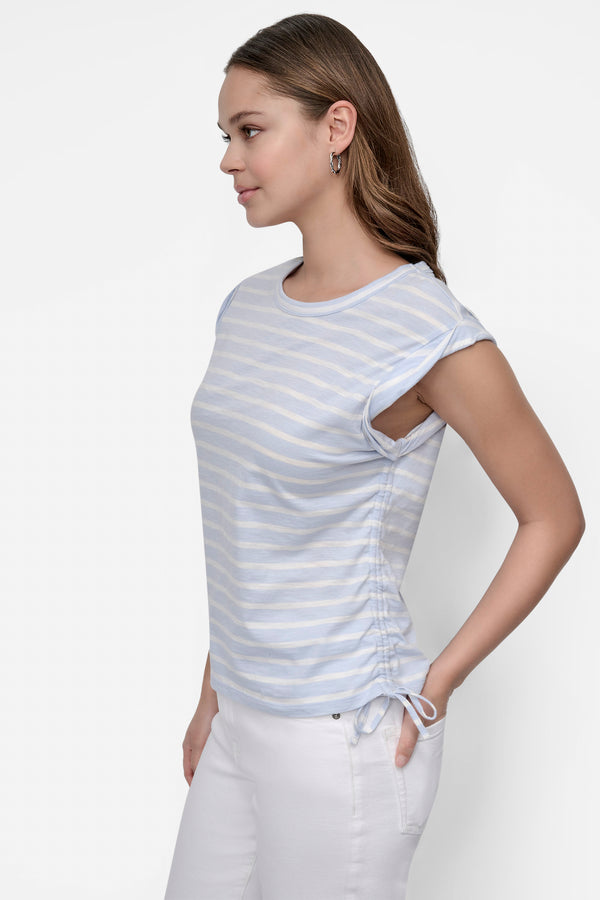 Dkny RUCHED SIDE-TIE TEE Frost Blue / Ivory