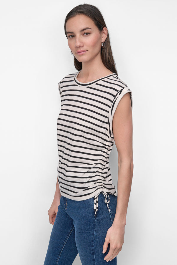 Dkny RUCHED SIDE-TIE TEE Ivory/Black