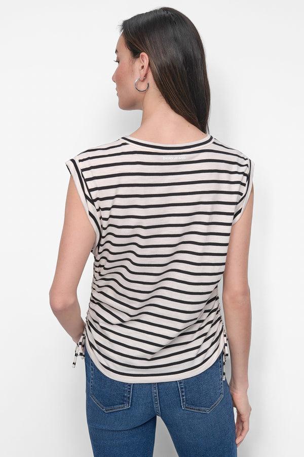 Dkny RUCHED SIDE-TIE TEE Ivory/Black