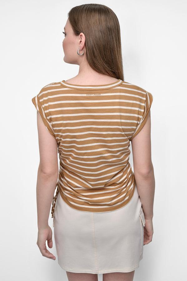 Dkny RUCHED SIDE-TIE TEE Whiskey/Eggnog