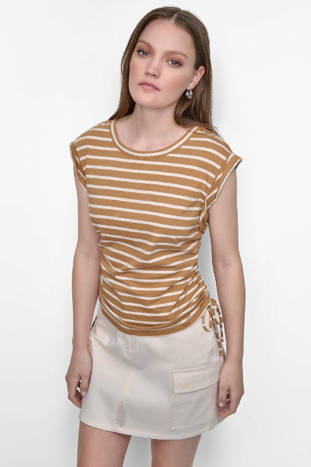 dkny RUCHED SIDE-TIE TEE Whiskey/Eggnog