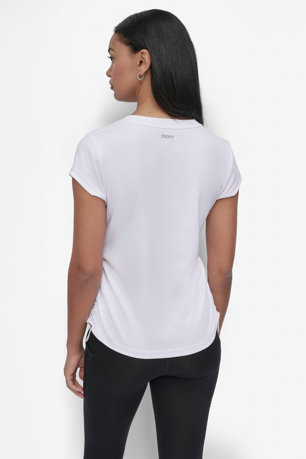Dkny RUCHED TECH-MESH PERFORMANCE TEE White