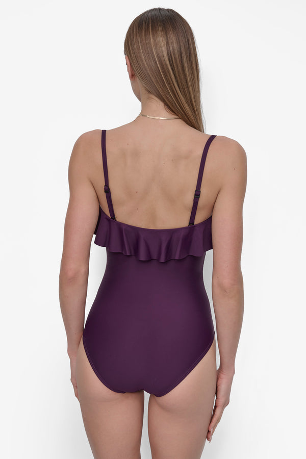 Dkny RUFFLED PINUP BANDEAU ONE PIECE PORT