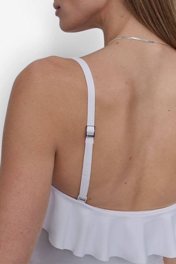 Dkny RUFFLED PINUP BANDEAU ONE PIECE SOFT WHITE