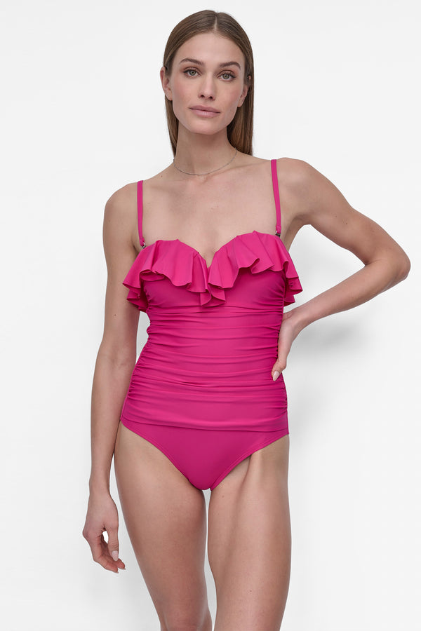 Dkny RUFFLED PINUP BANDEAU ONE PIECE WILDBERRY