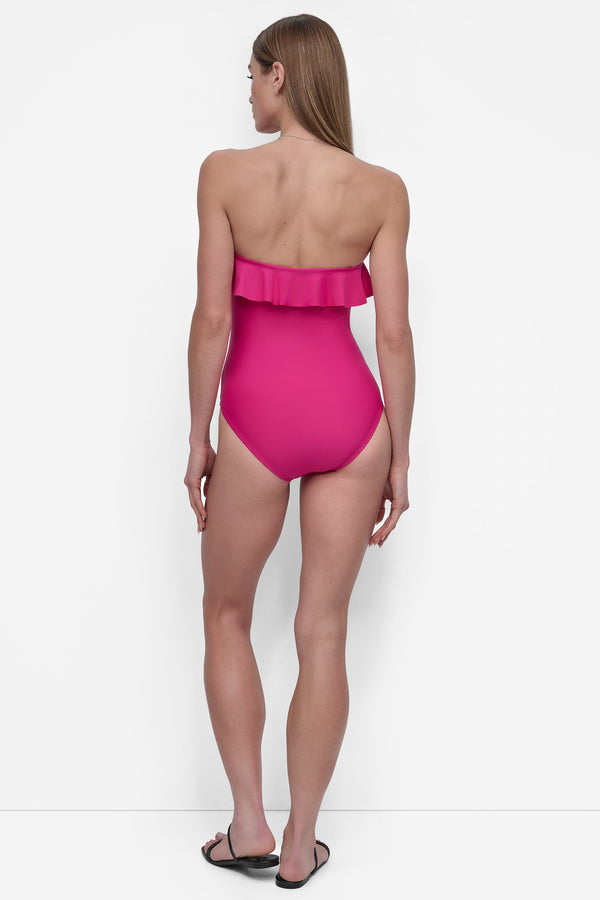 Dkny RUFFLED PINUP BANDEAU ONE PIECE WILDBERRY