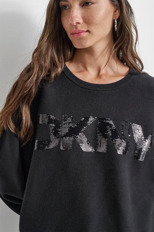 Dkny SEQUIN LOGO SWEATER Black