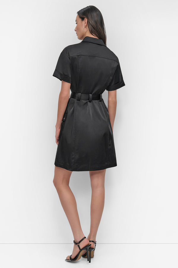 Dkny SHIRT DRESS WITH FRONT ZIPPER Black