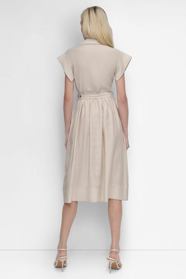 Dkny SHIRT DRESS WITH GROMET BELT KHAKI