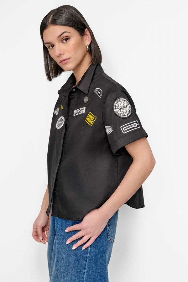 Dkny SHORT SLEEVE EMBELLISHED SHIRT Black