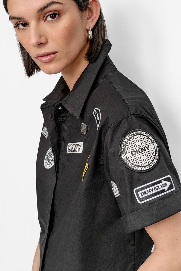 Dkny SHORT SLEEVE EMBELLISHED SHIRT Black