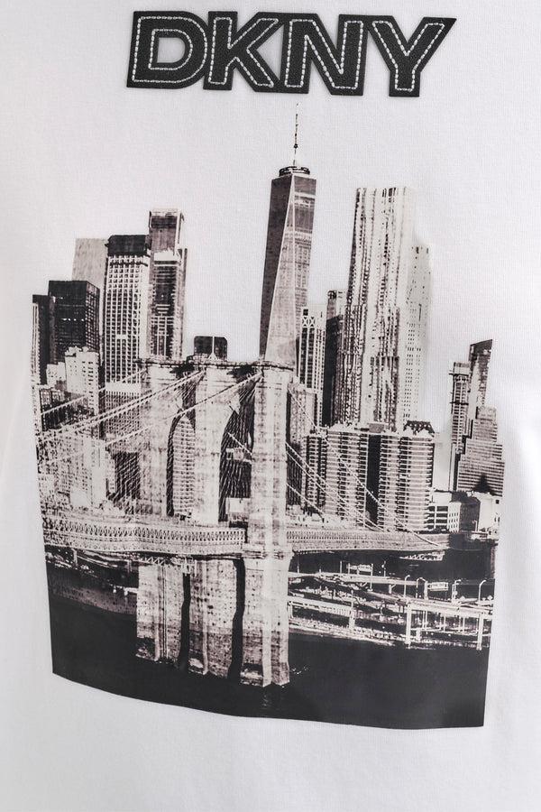 Dkny SHORT SLEEVE NYC SKYLINE LOGO TEE White