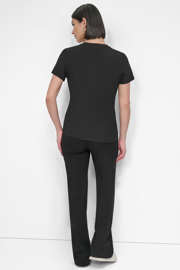 Dkny SHORT SLEEVE PRINTED STACK LOGO TEE Black