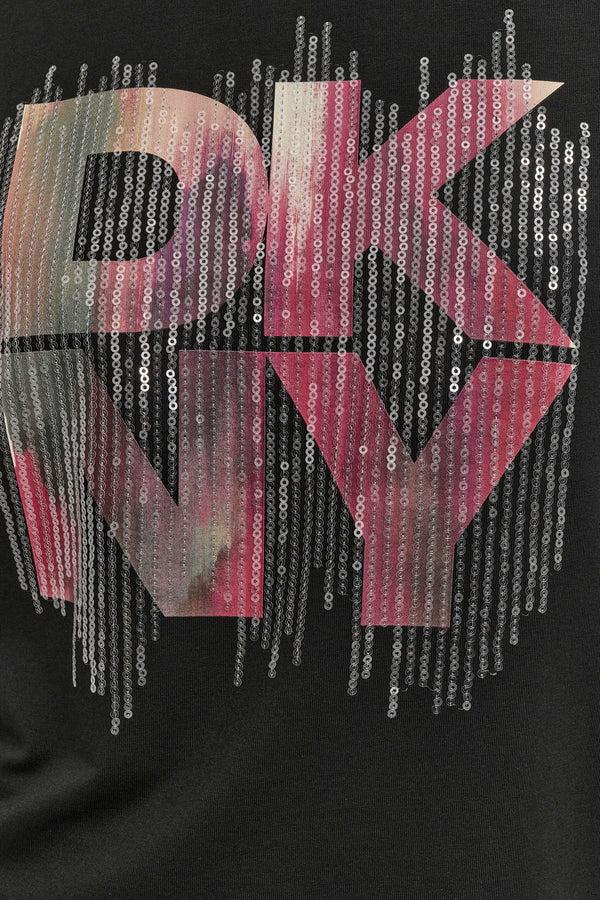 Dkny SHORT SLEEVE PRINTED STACK LOGO TEE Black