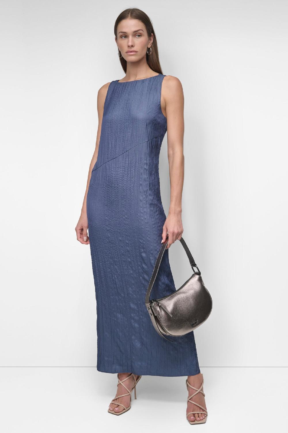 dkny SLEEVELESS BROOMSTICK TWILL MIDI INDIGO