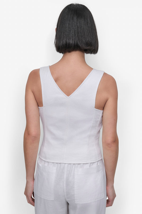 Dkny SLEEVELESS LINEN VISCOSE VEST White