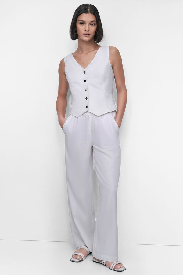 Dkny SLEEVELESS LINEN VISCOSE VEST White