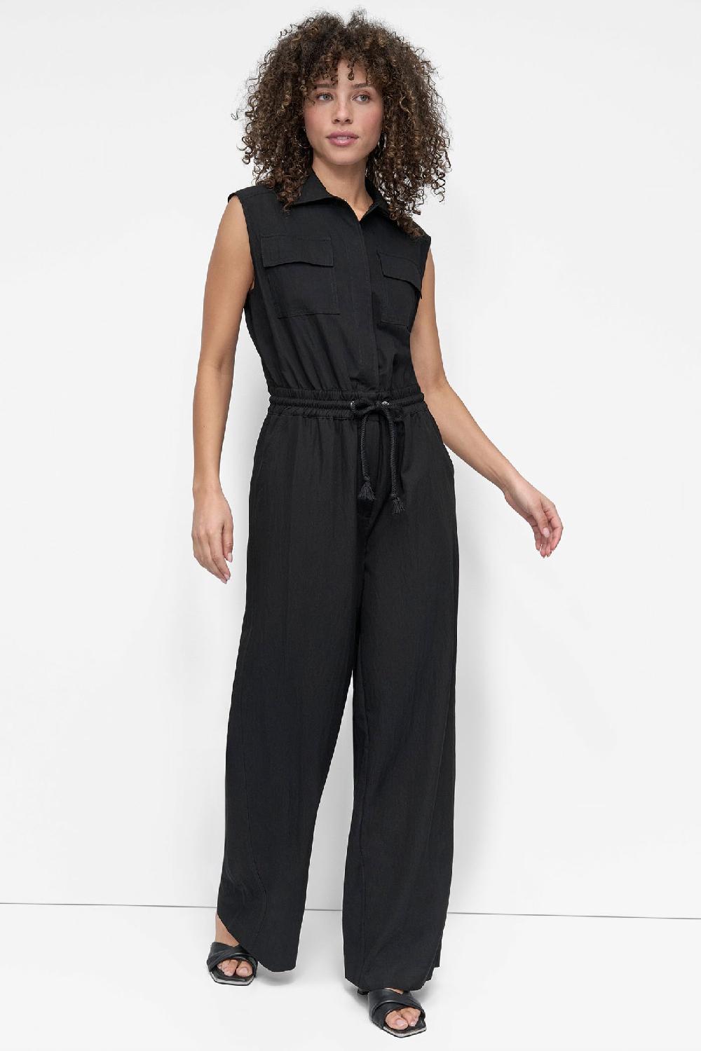 dkny SLEEVELESS UTILITY JUMPSUIT Black