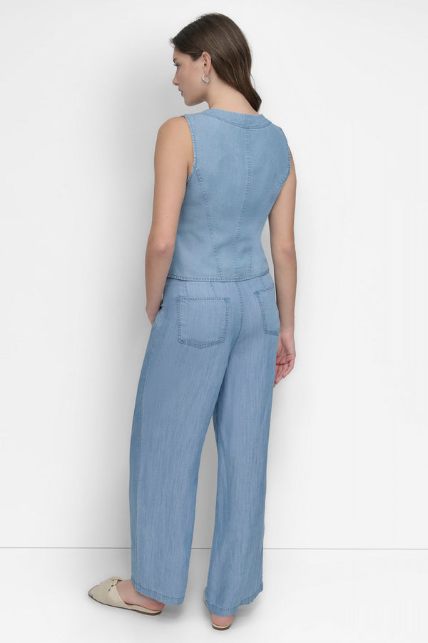 Dkny SLEEVELESS ZIP FRONT TENCEL Light Chambray