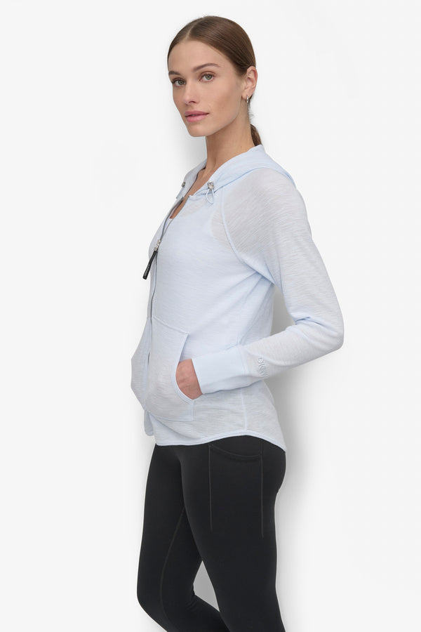 Dkny SLUB WAFFLE KNIT HOODIE SKYWAY BLUE