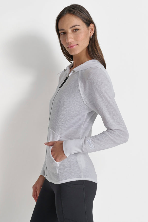 Dkny SLUB WAFFLE KNIT HOODIE White