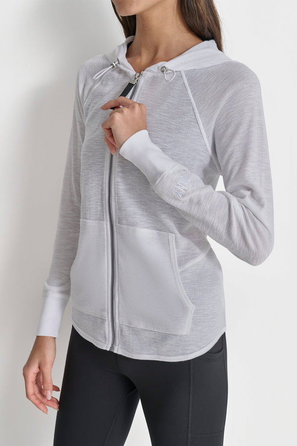 Dkny SLUB WAFFLE KNIT HOODIE White
