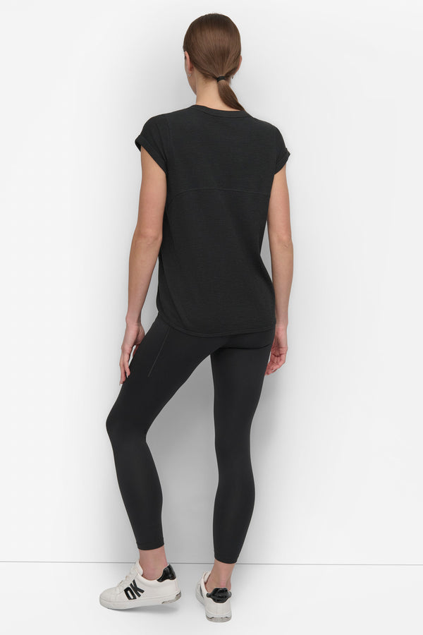 Dkny SLUB WAFFLE-KNIT TEE Black