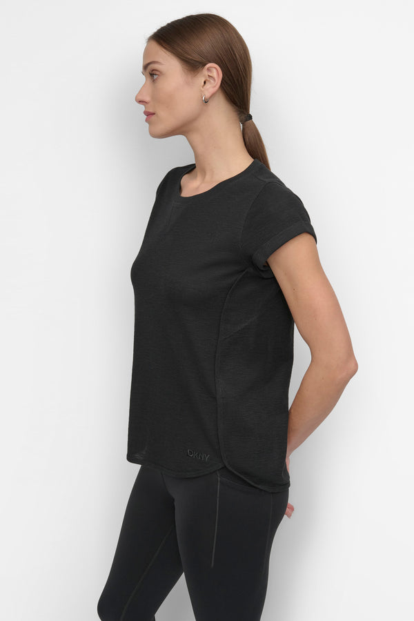 Dkny SLUB WAFFLE-KNIT TEE Black