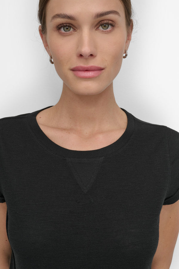 Dkny SLUB WAFFLE-KNIT TEE Black