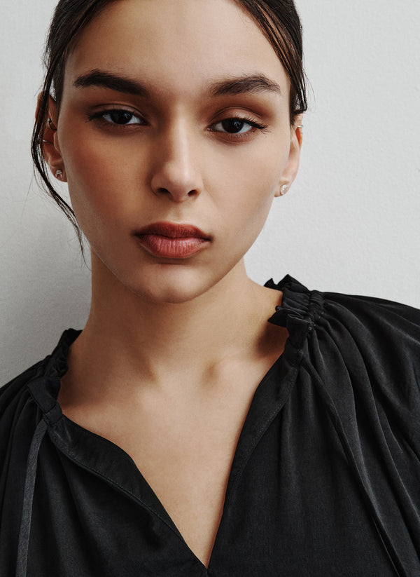 Dkny SMOCKED CUFF RAGLAN SLEEVE BLOUSE Black