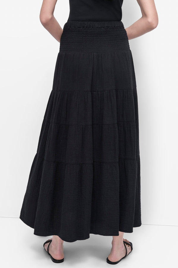 Dkny SMOCKED WAIST MIDI SKIRT Black