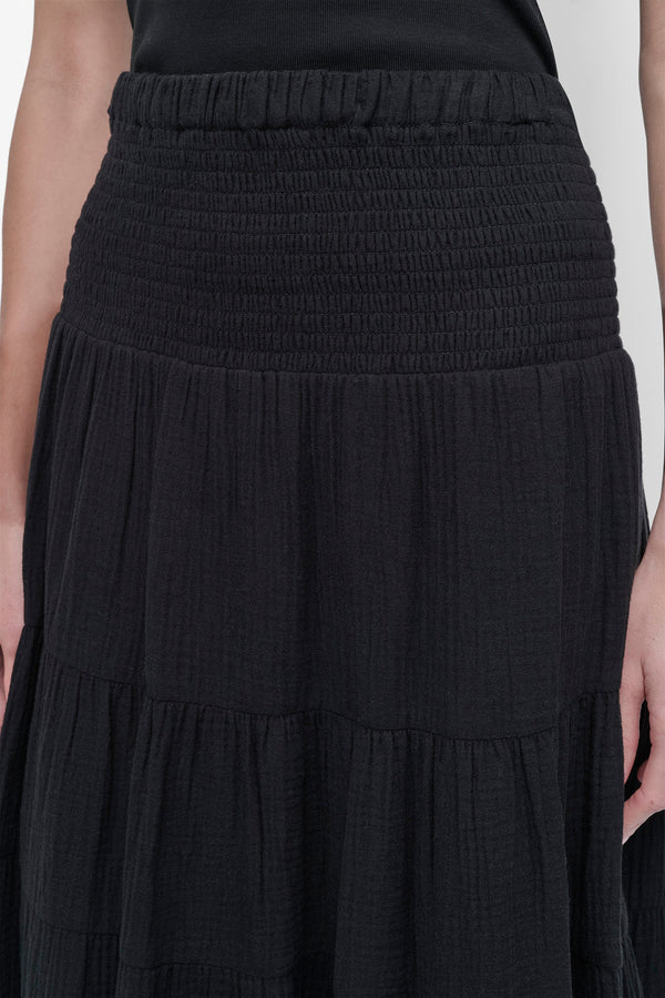 Dkny SMOCKED WAIST MIDI SKIRT Black