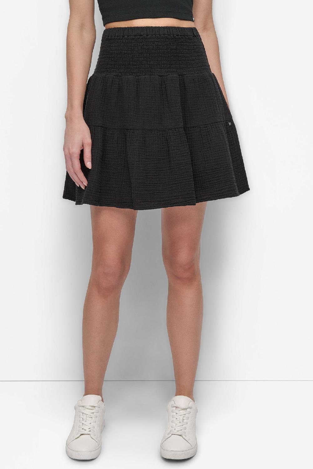 dkny SMOCKED WAIST SKIRT Black