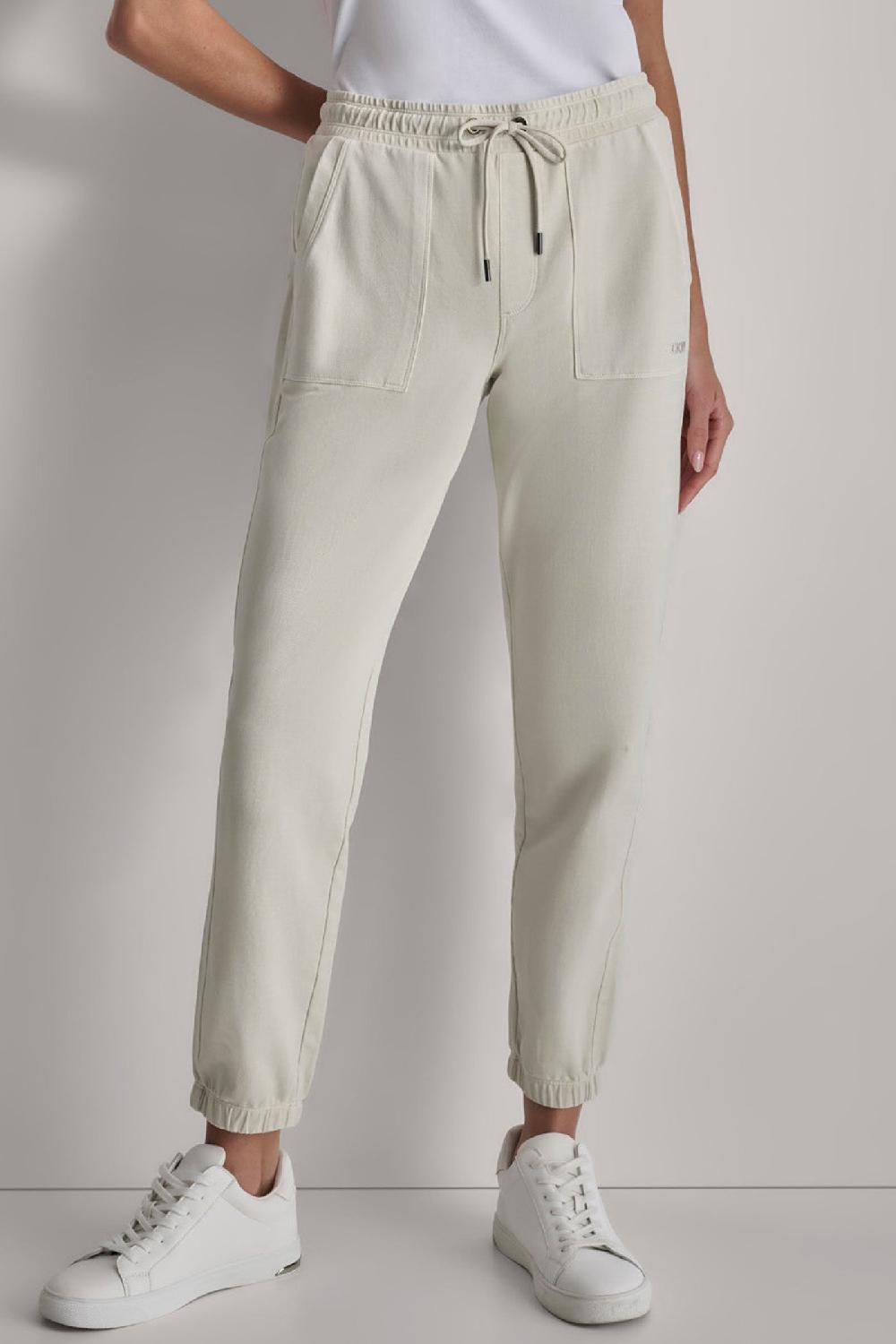 dkny SMOCKED WAISTBAND JOGGER OAT