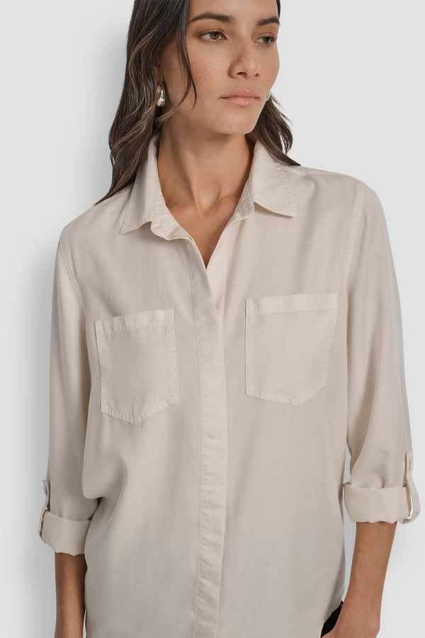 Dkny SPLIT BACK BUTTON FRONT WITH ROLL TAB BLONDE