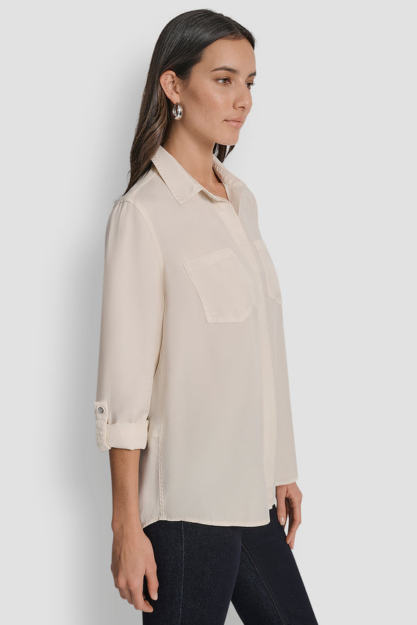 Dkny SPLIT BACK BUTTON FRONT WITH ROLL TAB BLONDE