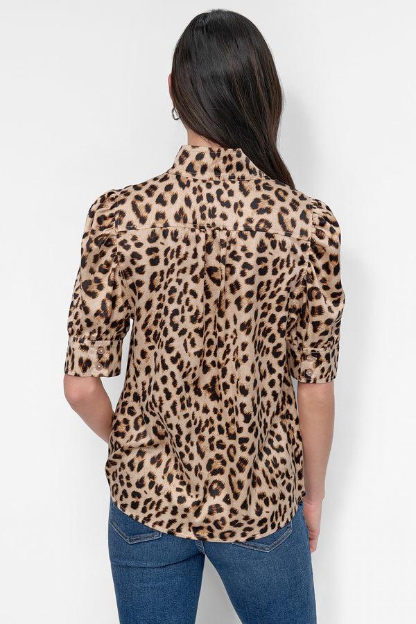 Dkny STAND COLLAR SHIRT Leopard Whiskey