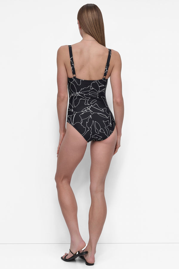 Dkny STARBURST ONE PIECE JUMBO OUTLINED FLORAL