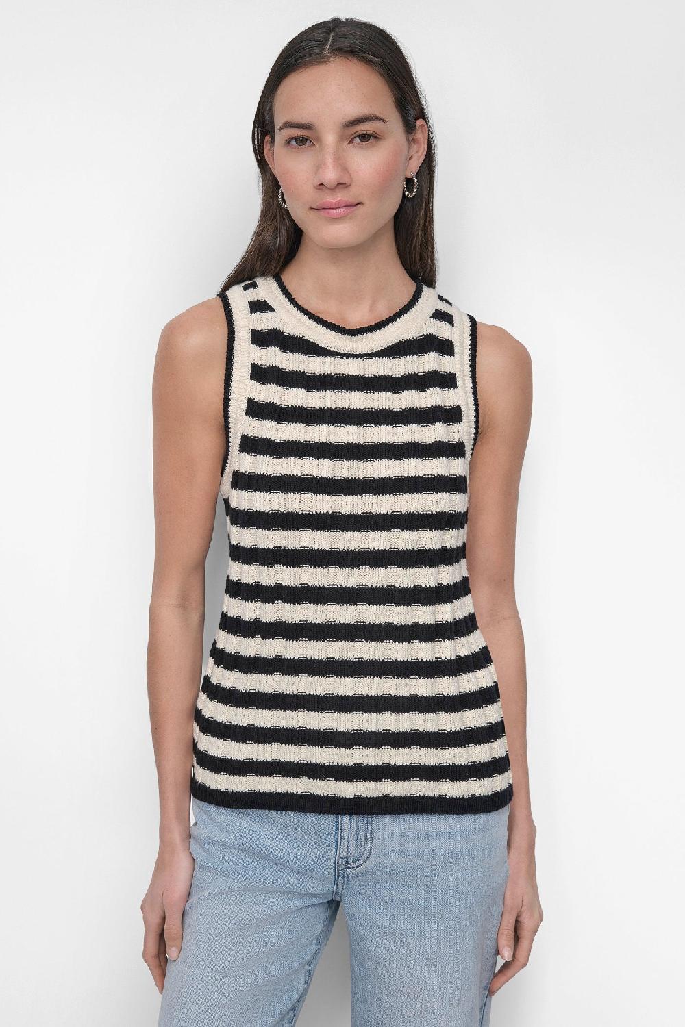 dkny STRIPED TANK BLACK/EGGNOG