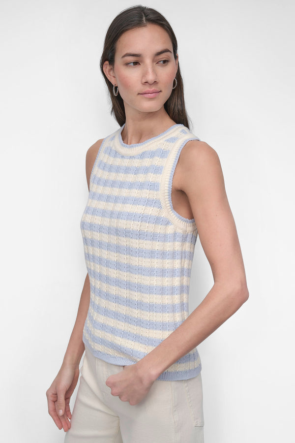 Dkny STRIPED TANK FROST BLUE/EGGNOG