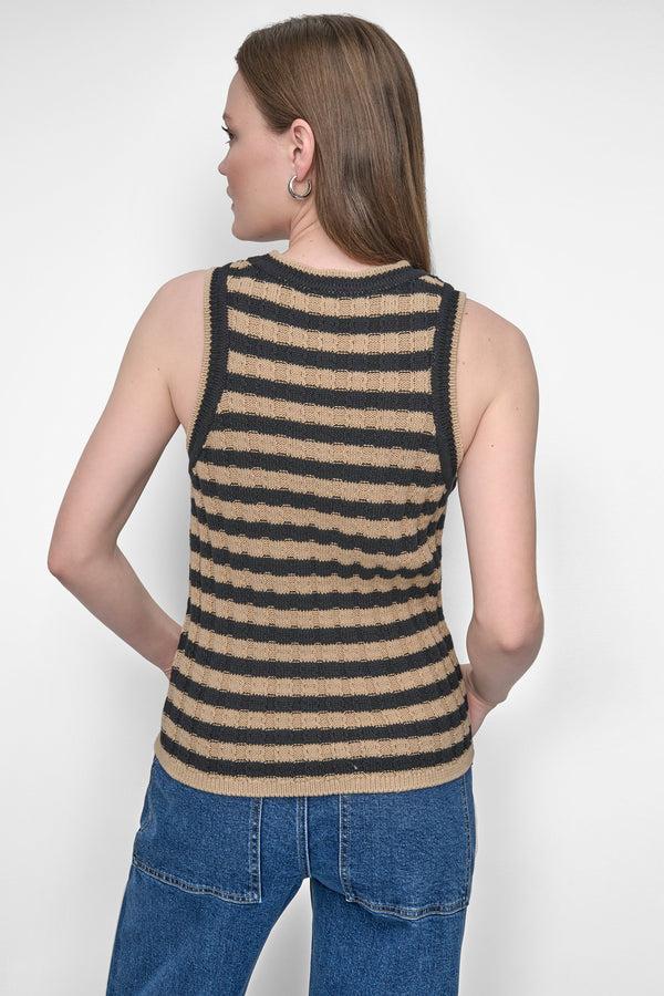 Dkny STRIPED TANK Travertine/Black