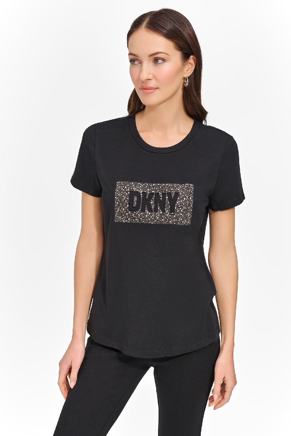dkny STUD LOGO TEE Black