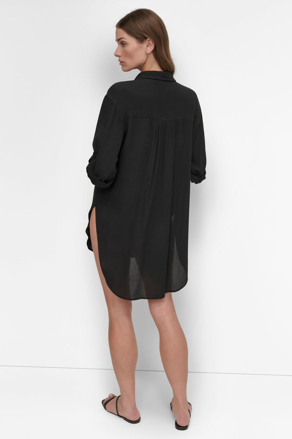 Dkny SUMMER GAUZE BEACH SHIRT Black