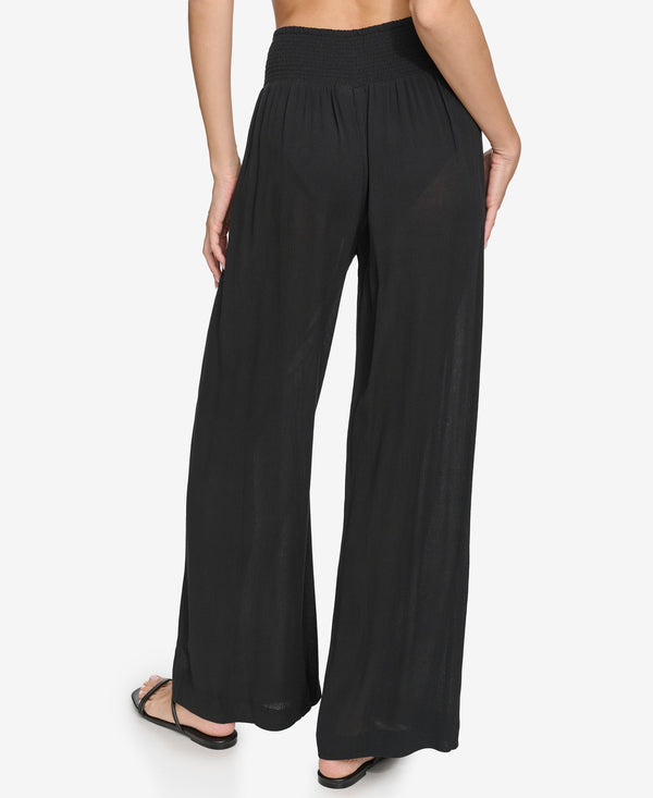Dkny SUMMER GAUZE WIDE-LEG BEACH PANT Black