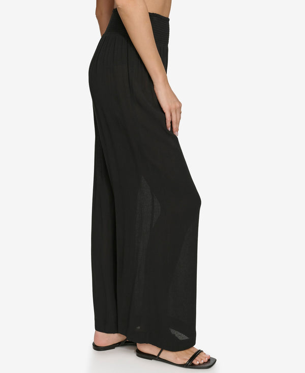 Dkny SUMMER GAUZE WIDE-LEG BEACH PANT Black