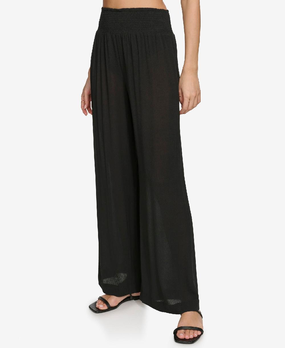 dkny SUMMER GAUZE WIDE-LEG BEACH PANT Black