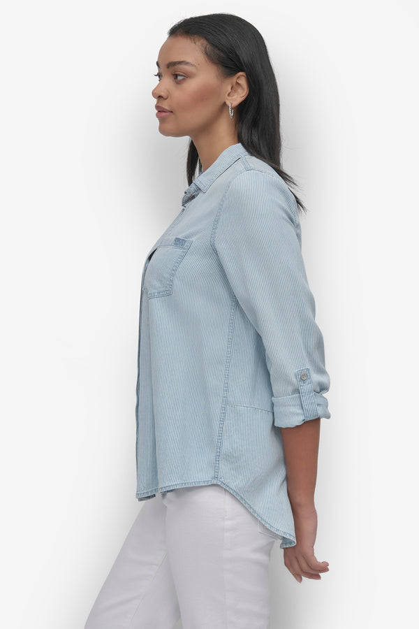 Dkny THE LIVE-IN SHIRT DARK OUTLINE CHAMBRAY