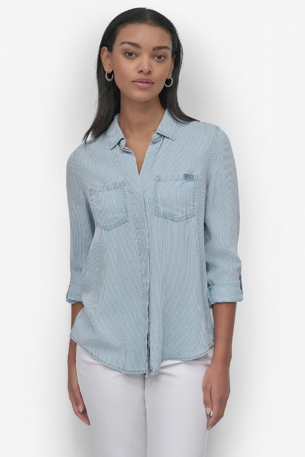 dkny THE LIVE-IN SHIRT DARK OUTLINE CHAMBRAY