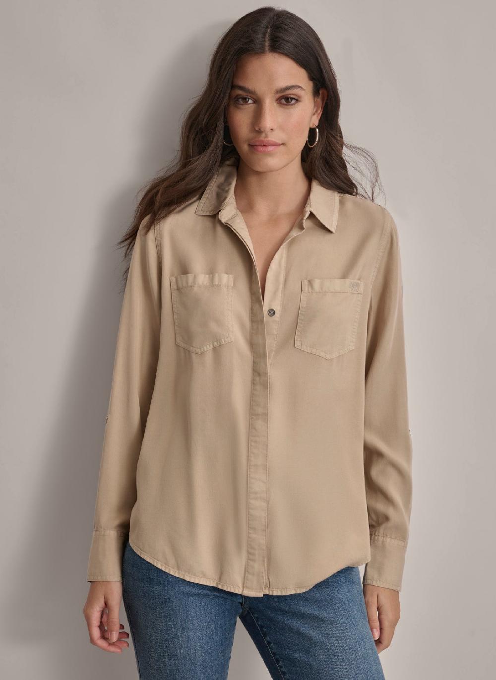 dkny THE LIVE-IN SHIRT PEBBLE